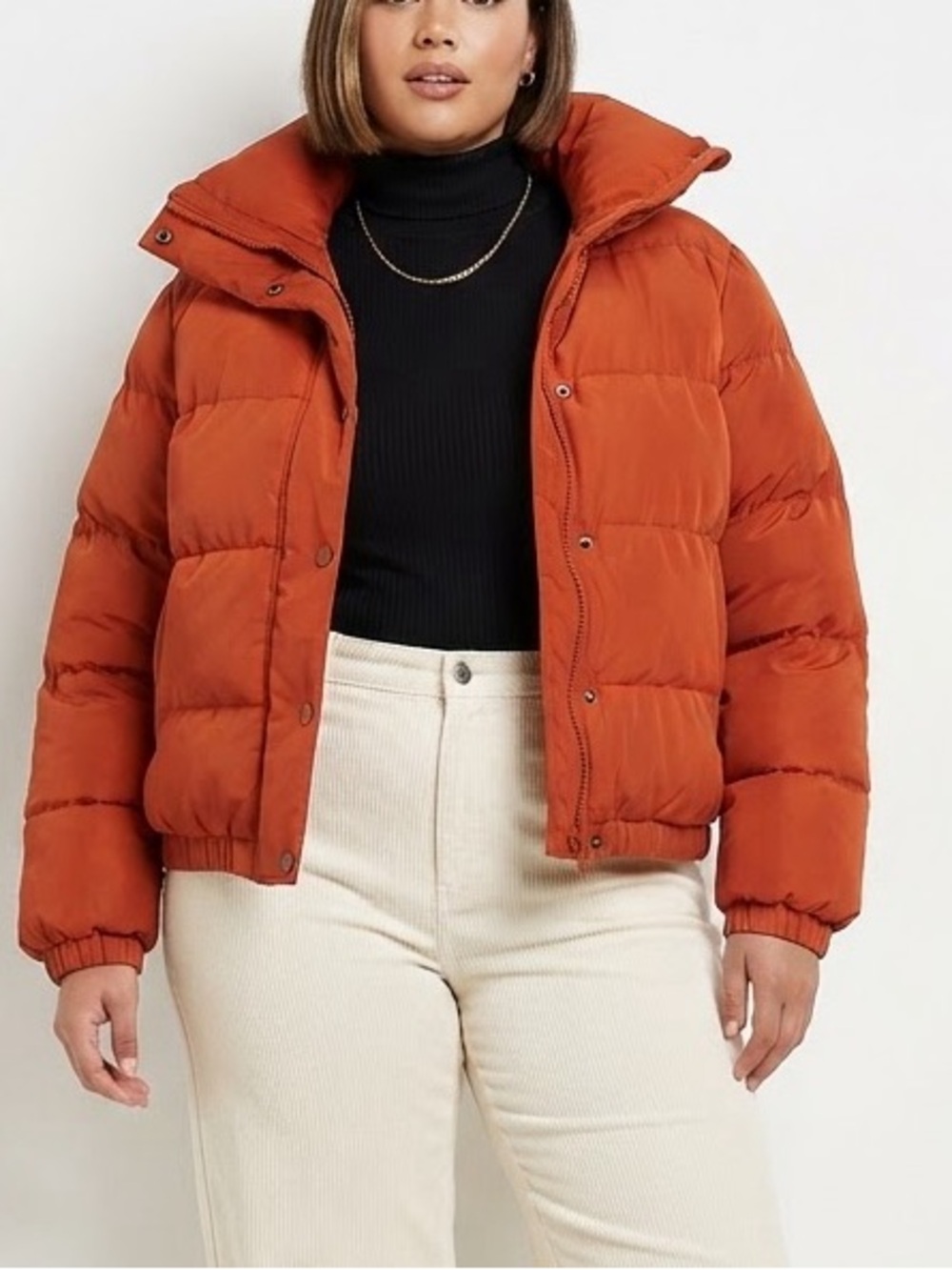 Brave Soul Orange Puffer Jacket Size XL Like New